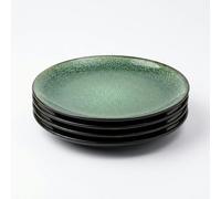Upper Street Scandi Home Set of 4 Rivah Green Reactive Glaze Stoneware Dinner 27cm Plates - Green - Stoneware
