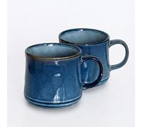 Upper Street Scandi Home Vega Navy Blue Reactive Glaze Ceramic Mugs Set of 2 | 600ml Extra Large | Dishwasher Microwave Safe | Nordic Coffee Mugs | Artisan Gift