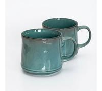 Upper Street Scandi Home Vega Teal Green Reactive Glaze Ceramic Mugs Set of 2 | 600ml Extra Large | Dishwasher Microwave Safe | Nordic Coffee Mugs | Artisan Gift