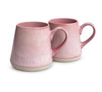 Upper Street Set of 2 Pink Reactive Glaze Ceramic Mug, 440ml Coffee & Tea Mugs, Dishwasher & Microwave Safe, Scandinavian Style