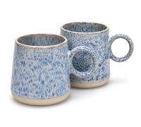 Upper Street Set of 2 Speckled Blue Reactive Glaze Ceramic Mug, 460ml Coffee & Tea Mugs, Dishwasher & Microwave Safe, Scandinavian Style