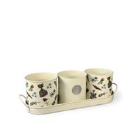 Upper Street Set Of 3 Metal Planters With Matching Tray 'scatter Design' By Charlotte Posner