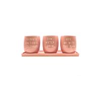 Upper Street Set of 3 Pink Slogan Ceramic Planters with Tray | Size: Medium Upper Street Pink Medium