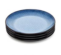Upper Street Set of 4 Havn Blue Reactive Glaze Stoneware Dinner Plates | 26.6cm | Dishwasher Microwave Safe | Nordic Artisan Tableware | Scandi Home