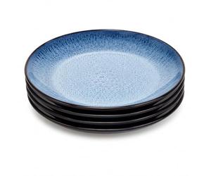 Upper Street Set of 4 Havn Blue Reactive Glaze Stoneware Dinner Plates | 26.6cm | Dishwasher Microwave Safe | Nordic Artisan Tableware | Scandi Home