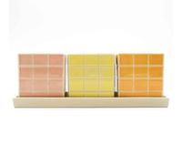 Upper Street Set of Three Warm Pastel Tile Design Ceramic Planters with Tray - Orange/Pink/Yellow