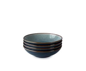 Upper Street Stavanger Blue Reactive Glaze Pasta Bowls Set of 4 | 21cm | Dishwasher Microwave Safe | Nordic Artisan Tableware | Scandi Home