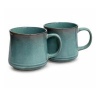 Upper Street Teal Green Reactive Glaze Ceramic Mug Set of 2, 600ml Coffee & Tea Mugs, Dishwasher & Microwave Safe, Scandinavian Design