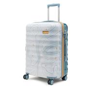 uppercase TOPO 8 Wheels Cabin Trolley Hard Case with TSA Lock and Anti-Theft Zippers for Men and Women - Two Tone, White, Blue, M, Luggage