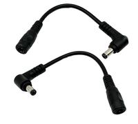 UpperFu 2pcs DC Power Plug 5.5mm x 2.5mm Male Right Angle to 5.5mm x 2.1mm Female Adapter Extension Cable for CCTV Security Monitor Camera Surveillance LED Strip