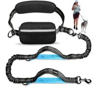 Uppetly Hands Free Dog Running Leash with Adjustable Waist Belt, Dual Handle Elastic Bungees Retractable Rope for Small and Medium Dogs, Reflective Stitches for Walking Hiking Biking (Medium, 8-25lb)