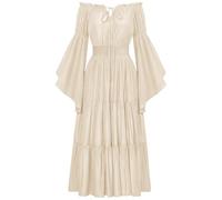 UPPJPBSW 2025 Halloween CostumeMedieval Court Dress for Women with Bell Sleeves Revival of Victorian Elegance,Beige,XXL