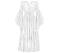 UPPJPBSW 2025 Halloween CostumeMedieval Court Dress for Women with Bell Sleeves Revival of Victorian Elegance,White,XXL