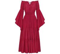 UPPJPBSW 2025 Halloween CostumeMedieval Court Dress for Women with Bell Sleeves Revival of Victorian Elegance,Red,XL