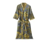 UPPJPBSW Four Season Cotton Double-Layer Gauze bathrobe, Medium Length, with Belt, Suitable for Sleep/Sauna/Steam,Greyyellow,L