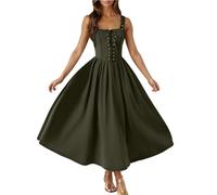 UPPJPBSW Gothic Dress Front Vintage Halloween Medieval Cocktail for Women Laceup Evening Party Swing Maxi Dresses,Army Green,XL