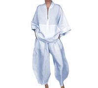 UPPJPBSW Oversized Half Zipper Top with Bagyy Harem Fall 2 Piece Outfits for Women Pants Sets Matching Lounge Tracksuit Sets,Blue,XXL