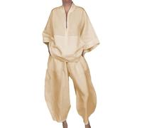 UPPJPBSW Oversized Half Zipper Top with Bagyy Harem Fall 2 Piece Outfits for Women Pants Sets Matching Lounge Tracksuit Sets,Yellow,XL