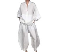 UPPJPBSW Oversized Half Zipper Top with Bagyy Harem Fall 2 Piece Outfits for Women Pants Sets Matching Lounge Tracksuit Sets,White,4XL