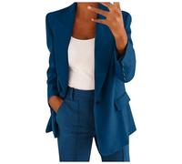 UPPJPBSW Women's 2 Piece Outfit with Blazer Jacket Straight-Leg Long Pants, Business Casual for Office Professional,Navy,L