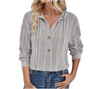 UPPJPBSW Women's Button Uptrendy Going Out Blouse V Neck Hoodies 2025 Fall Pullover Sweatshirts Loose Long Sleeve Tunic Tops,Gray,X Large