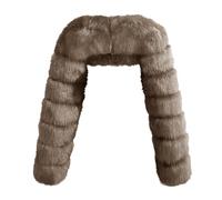 UPPJPBSW Women's Faux Fur Winter Coat,Luxury Cropped, Shaggy Warm Outerwear, Short Shrug for Cold Weather,Khaki,4XL
