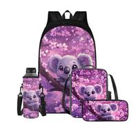 Uppodwarkid Girls Boys Backpack with Lunch Box Pencil Case and Water Bottle Holder for Primary or Middle School, Koala, One Size, Daypack Backpacks