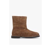 Uppsala Zip Shearling Dark Tea Suede Ankle Boots - Tan Suede / 39