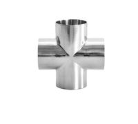UPPUOEAF 304 stainless steel grade four-way welding equal diameter butt welding cross shaped inner and outer mirror polished(304,63-2)