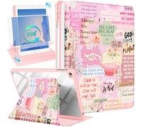 Uppuppy for iPad 5th/6th Generation Case for iPad Air 1st/Air 2nd/Pro 9.7 inch 2016 Case - 360 Rotating Stand Folio Smart Cover with Pencil Holder for Women Girls, Christian Words for Apple Tablet