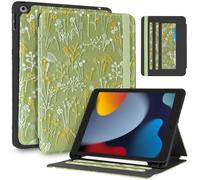 Uppuppy for iPad 9th/8th/7th Generation Case 10.2'' - for Women Girls Cute Embroidered Folio Stand Cover with Pencil Holder & Card Slot Girly Kawaii Plants Design Aesthetic Cases for iPad 7th/8th/9th