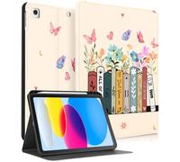 Uppuppy for iPad 9th/8th/7th Generation Case 10.2 Inch Women Girls Cute Folio Smart Cover Pencil Holder Girly Pretty Teens Aesthetic Books Cartoon Cases for Apple iPad 7/8/9 Gen A2602 A2270 A2197