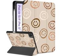 Uppuppy for iPad Air 11 inch Case, Air 5th/4th Generation 10.9, Pro 11'' (4th/3rd/2nd/1st Gen) Case Girls Cute Women Pencil Holder Smile Design Girly Folio Cover for iPad Air 11 2024/2025 (M2/M3)