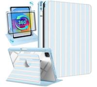 Uppuppy for iPad Air 11 inch Case for iPad Pro 11 inch Case - 360 Rotating Stand Folio Smart Cover with Pencil Holder for Women Girls, BW Stripes for Air 4th/5th/M2 2024/M3 2025, Pro 1/2/3/4 Gen