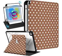 Uppuppy for iPad mini 4 Case for iPad mini 5th Generation Case - 360 Degree Rotating Stand Folio Smart Cover with Pencil Holder for Women Girls, Brown Polka for Apple Tablet Mini 7.9 inch 2019/2015