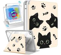 Uppuppy for iPad mini 4 Case for iPad mini 5th Generation Case - 360 Rotating Stand Folio Smart Cover with Pencil Holder for Women Girls, Black Cats for Apple Tablet Mini 7.9 inch 2019/2015