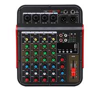 UPQRSG Professional Audio Mixer, 4 Channel Mixing Console, Digital DJ Sound Controller Mini Mixer, Power Stereo DJ Mixers for Recording Live Streaming, US Plug AC100-240V
