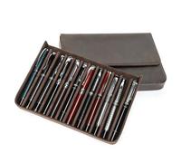 UPRESYE Leather Fountain Pen Case Collector Organizer, Pencil Case Handmade Pen Protective Sleeve (Magnetic 12 slots)