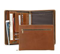 UPRESYE Zippered Padfolio Organizer, Leather Planner Binder, 12.9 Inch Portfolio Folder for Documents, Letter Size Business Card Tablet Document Holder for Men&Women, Brown