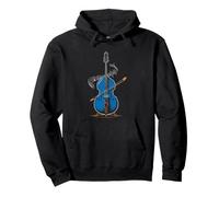 Upright Bass Player Jazz Cafe Scene Silhouette Art Double Pullover Hoodie