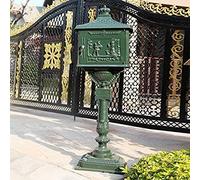 Upright Cast Iron Mailbox Postbox Mail Box Wall Mount Metal Post Letters Box Rustic Country Cast Iron Mail Box (Color : Gray)