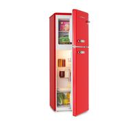 KLARSTEIN Audrey Retro - Retro Fridge-Freezer Combination, Fridge Freezer, Fridge and Freezer, Refrigerator, Infinitely Variable Cooling Capacity, Interior Lighting, 41 dB Operating Noise, Red
