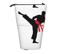 Upright Pencil Case, Telescopic Pencil Holder, Stationery Pencil Bag, Karate Boy Vector Changeable Belt Color Printed Stand-Up Pen Pouch Holder, Colorful Pen Organizer For Students Boys And Girls