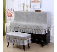 Upright Piano Cover, Electronic Piano Keyboard Cover, Piano Chair Cover, Machine Washable and Scratch Resistant for Home Use-Grey||Single Stool 58 * 38cm