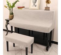 Upright Piano Cover, Full Vertical Water Resistant Dustproof Moistureproof Block Sunlight Double Stool Cover Protection Instruments Accessory Home Decoration (Beige,153 * 34/56 * 36cm)
