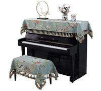 Upright Piano Cover，Half-cover Electronic Piano Dust Cover, Embroidered Tassel Piano Decorated Protective Cover Cloth and Piano Bench Cover(90x140cm)