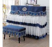 Upright Piano Cover, Piano Cover Cloth Lace All-Inclusive Upright Modern Mid-Point Dust(Blue,(single seat type))