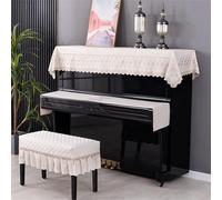 Upright Piano Cover, Piano Cover Cloth Three Piece Set UniversalUpright ive Half Draped Cotton Linen Fabric Art Decorative Embroidery forPiano/a/Double St (