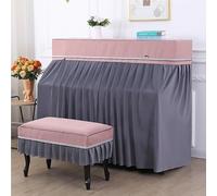 Upright Piano Cover Set Dust Proof Full Cover Top and Chair Cover Modern Minimalist High-grade Piano Protector for Home Studio(Pink,Set (double))