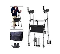 Upright Posture Rolling Walker with Armrest Support Pad Medical 4 Wheel Walker Rollator Adjustable Height Elderly Walking Aid for Seniors Walking Double the Comfort
